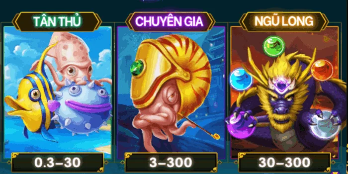 Bắn Cá Ngũ Long - Đỉnh Cao Game Bắn Cá Đổi Thưởng 2 Hệ thống phòng game được phân chia theo cấp bậc